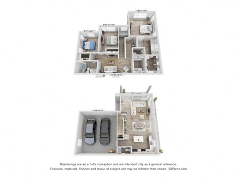 Floor plan for 3 beds, 2.5 baths, 1777 sqft